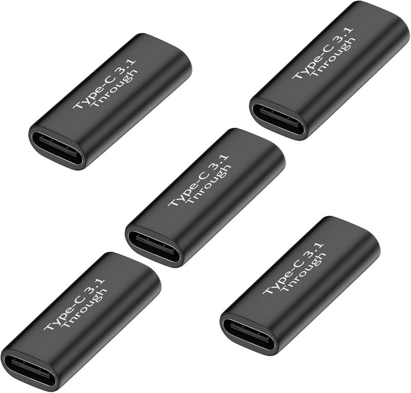 Pastall 5 حزمة محول USB C أنثى إلى أنثى. موسع USB C. موصل USB C يدعم نقل البيانات بسرعة تصل إلى 10 جيجابت في الثانية وشحن سريع بقوة 100 واط. متوافق مع Thunderbolt 4/3 يدعم فيديو 8K@60Hz. - Image 1
